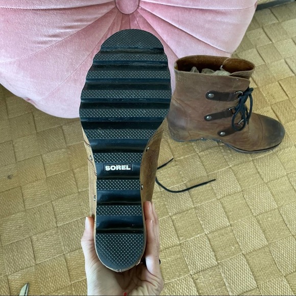 Sorel Joan of Arc I brown wedge booties 10 - Picture 7 of 7